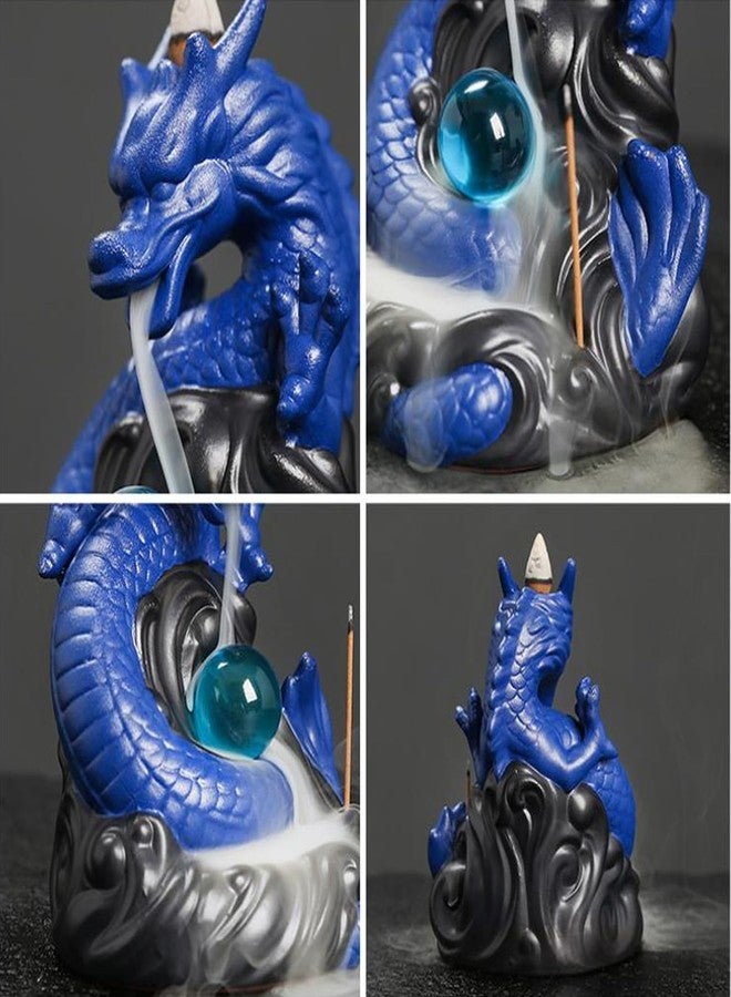 Simcat Dragon Waterfall Incense Burner,Backflow Incense Burner with 20 Incense Cones and 30 Incense Sticks，Ceramic Incense Cone Holder Used for Relaxation, Meditation, and Home Decoration (Blue) - Image 5